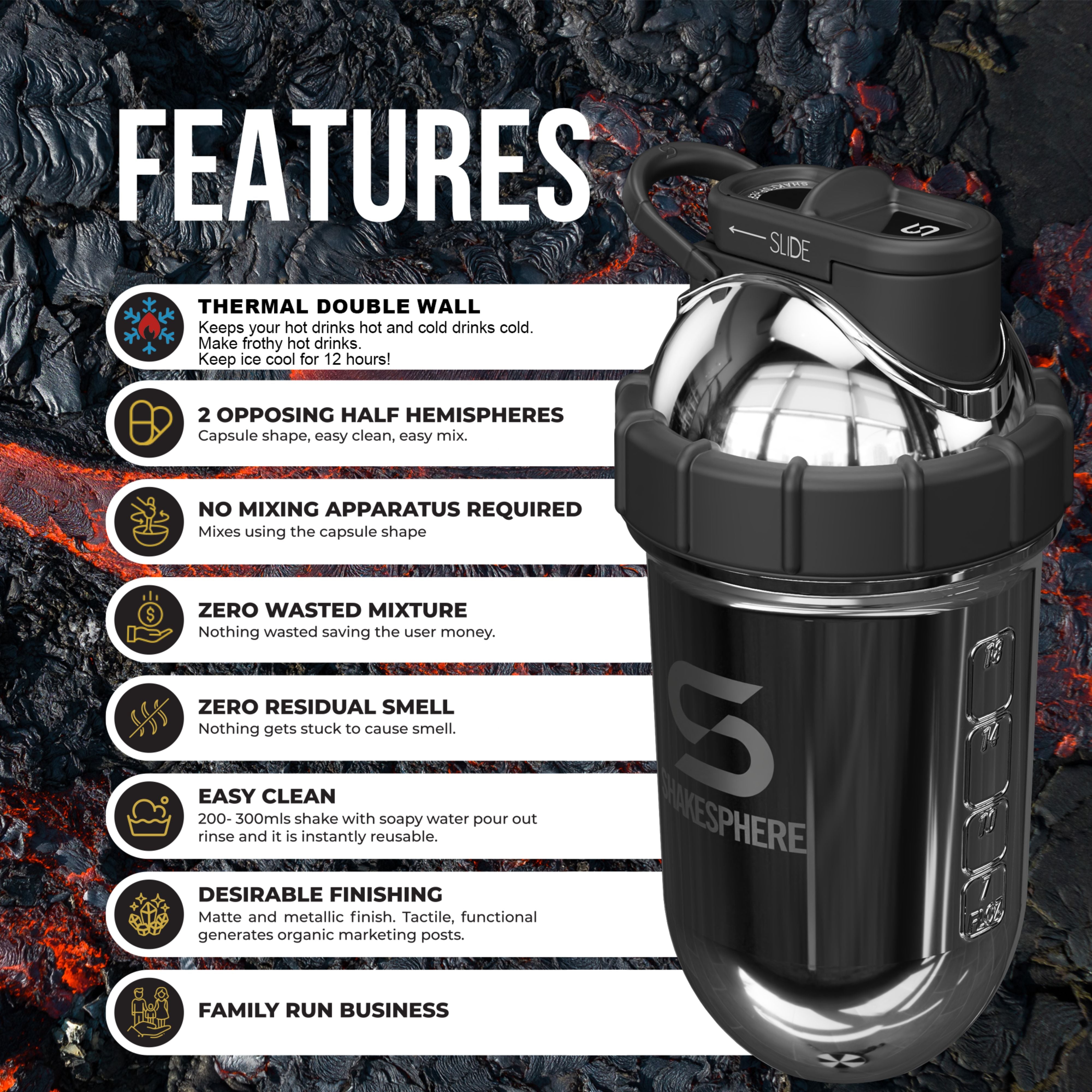 ShakeSphere Tumbler, Steel, Mirrored Silver