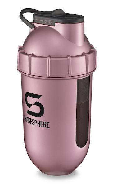 700mls ShakeSphere Tumbler View Rose Gold/Black Logo/Black Window