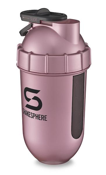 700mls ShakeSphere Tumbler View Rose Gold/Black Logo/Black Window