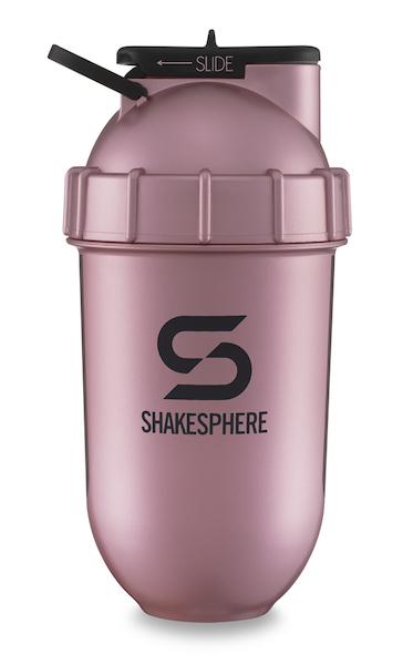 700mls ShakeSphere Tumbler View Rose Gold/Black Logo/Black Window
