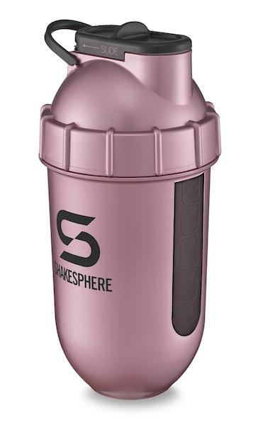 700mls ShakeSphere Tumbler View Rose Gold/Black Logo/Black Window