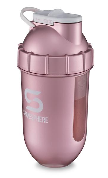 700mls ShakeSphere Tumbler View Rose Gold/White Logo/Clear Window