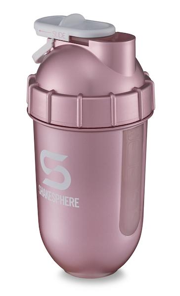 700mls ShakeSphere Tumbler View Rose Gold/White Logo/Clear Window