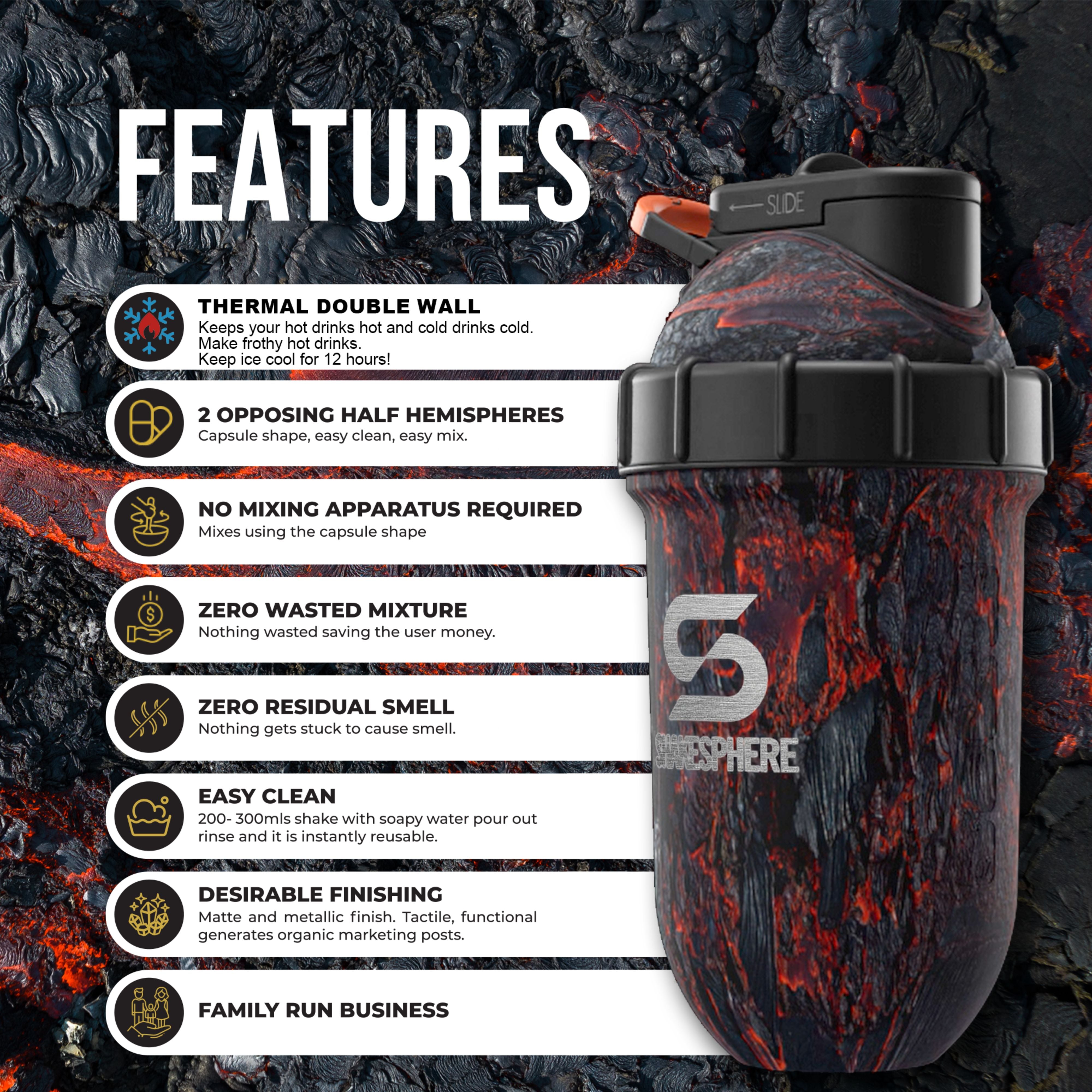 ShakeSphere Tumbler Double Wall Steel Lava [Limited Edition]