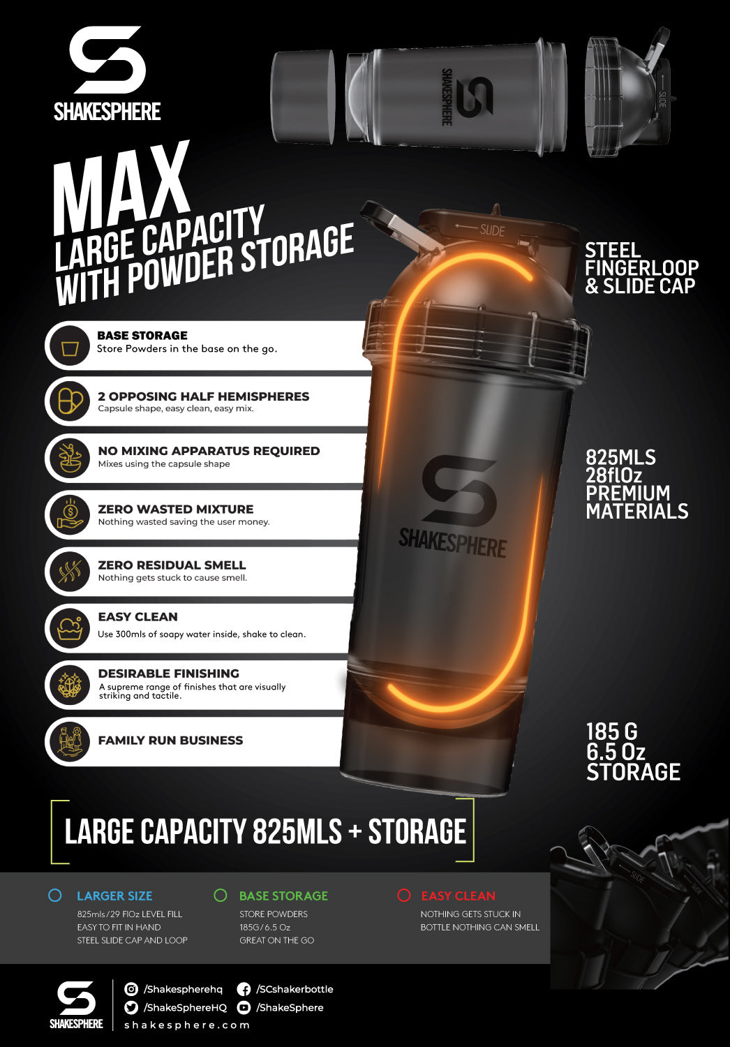 825ml Shakesphere Tritan Max Matte Black