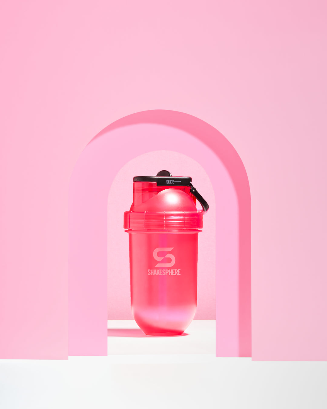 400ml Shakesphere Mini Flip Straw Shaker Pink