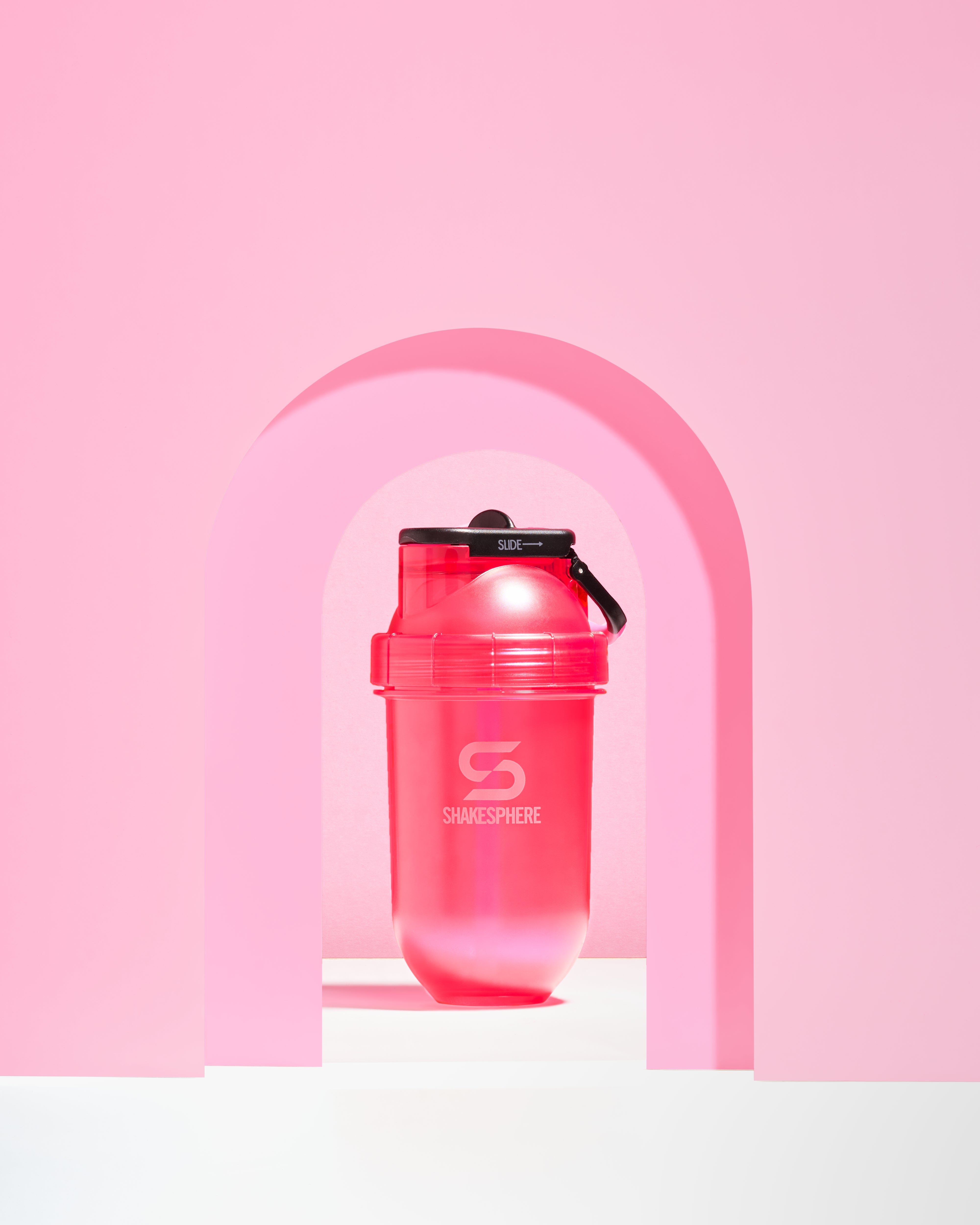 400ml Shakesphere Mini Flip Straw Shaker Pink