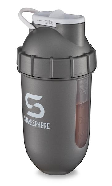 700mls ShakeSphere Tumbler View Gun Metal/White Logo/Clear Window